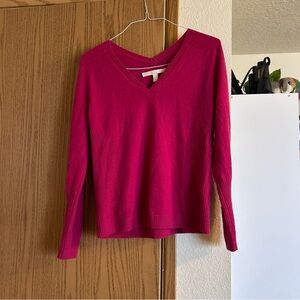 Nordstrom Cashmere V-Neck Long Sleeve Sweater - Raspberry